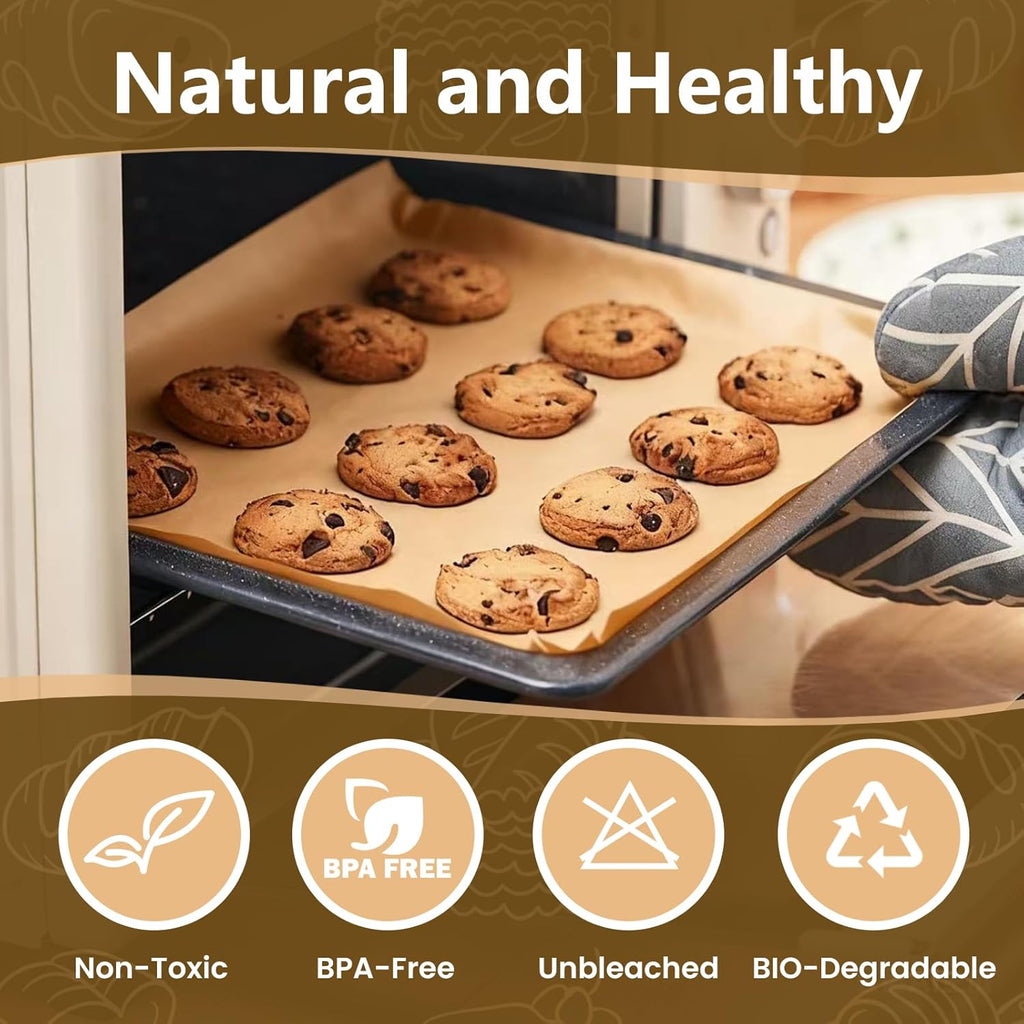 Regine Switzerland Unbleached Parchment Paper Sheets - 100 Pcs 9x13 Inches for Baking & Cooking