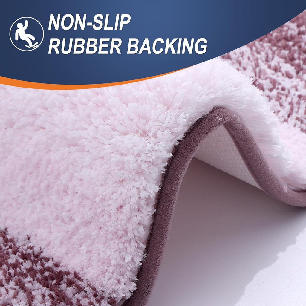 OLANLY Luxury U-Shaped Toilet Rugs - Extra Soft, Absorbent Microfiber Bath Mat, 24x20, Mauve