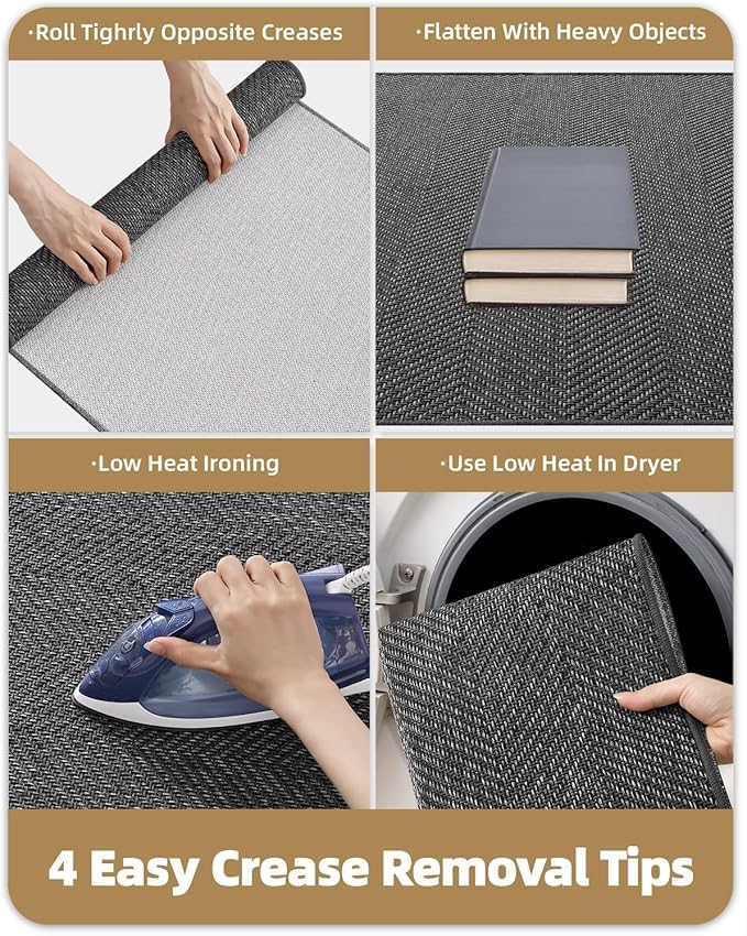 Ultra Thin Indoor Doormat 24x36 - Non-Slip Machine Washable Entry Mat