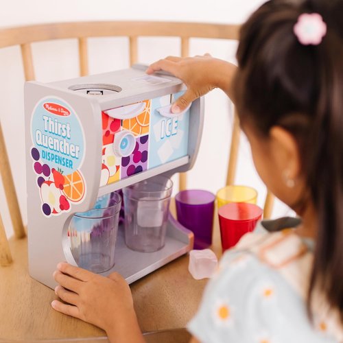 Melissa & Doug Wooden Drink Dispenser - Thirst Quencher with Juice Inserts & Ice Cubes | Preschool Learning Toy for Kids 3+