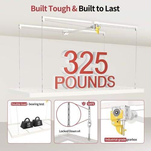 Garage Ceiling Storage Racks - Heavy-Duty 4x8 FT Overhead Rack with Safety Lock | Maximize Space, 325 lbs Capacity