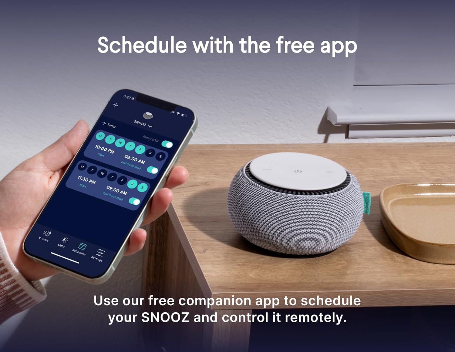 SNOOZ Smart White Noise Machine - Non-Looping Real Fan Sound for Sleep Aid | Portable & Versatile Cloud Design