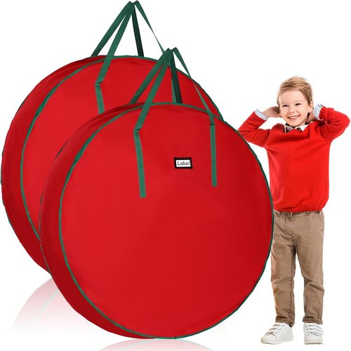 Abbylike Extra Large Christmas Wreath Storage Bag - 48 Inch Oxford Organizer with Zipper & Reinforced Handle