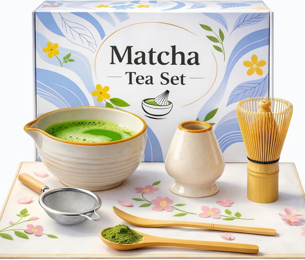 Skiennix 7-Piece Japanese Matcha Set - Complete Kit with Ceramic Bowl, Bamboo Whisk & Accessories