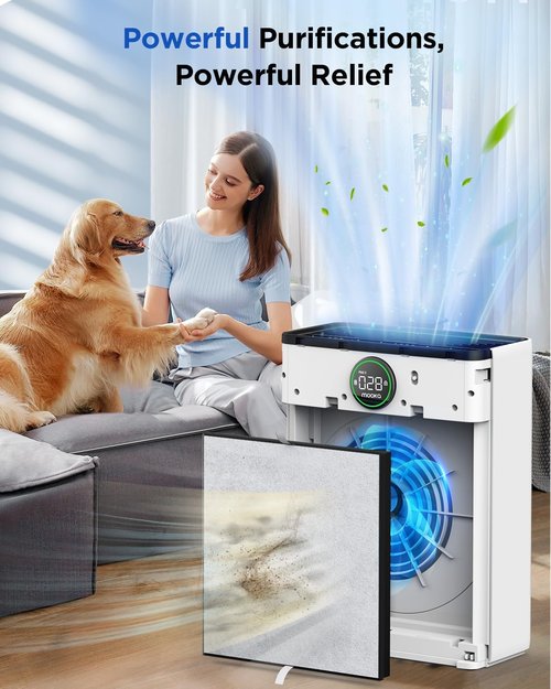 MOOKA PR1 Air Purifier Replacement Filter - H13 True HEPA for Large Rooms up to 2200 sq.ft | Washable Pre-Filter