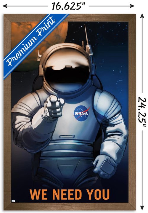 NASA - We Need You Wall Poster, 22.4L" x 14.7W", Bronze Framed Version