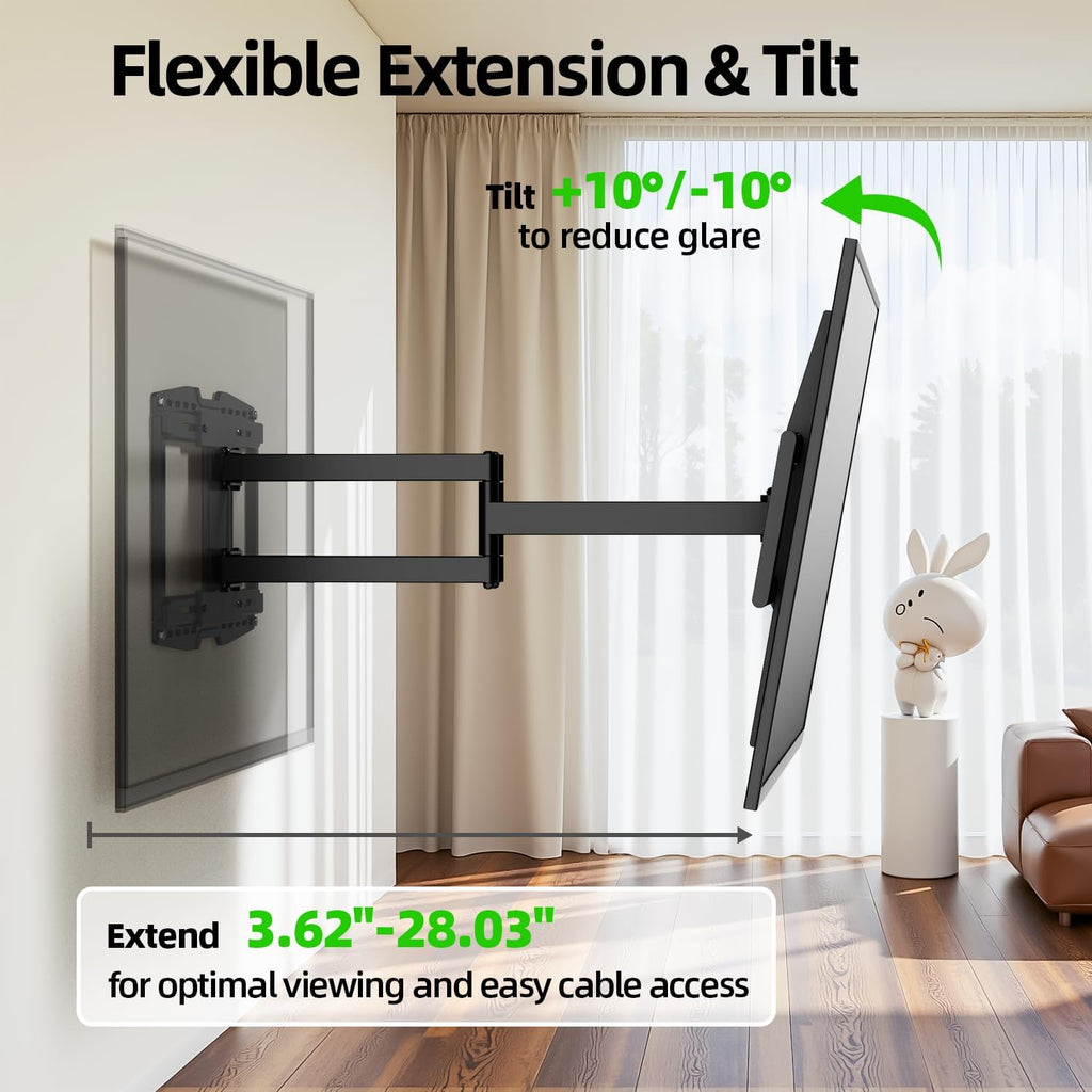 USX MOUNT 8" Full Motion TV Wall Mount - Heavy Duty Dual Arm Design for 32-120" TVs, Max VESA 800x600, Swivel & Tilt