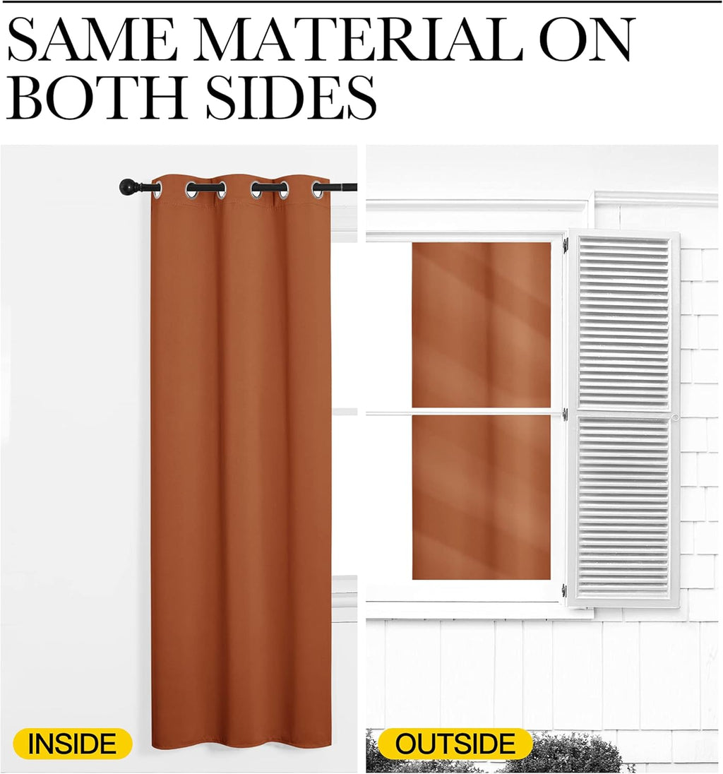 NICETOWN Room Darkening Drapes - Light Blocking Curtain Panels for Nursery & Bedroom | Soft Fabric, Burnt Orange, 42" x 95" (1 Pair)