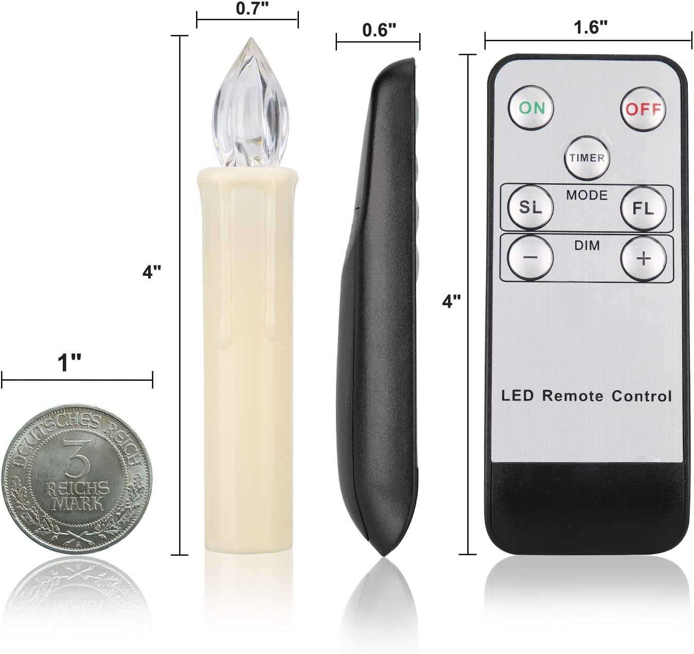 Skiennix LED Flameless Taper Candles - Battery Operated with Remote Timer | 10 PCS for Christmas & Events