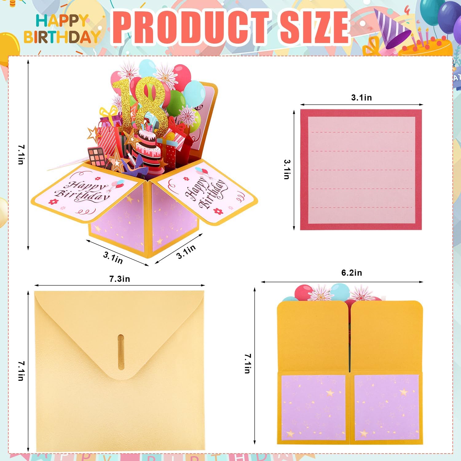 PEUTIER 3D Happy Birthday Pop-Up Card - Creative Design with Classic Envelope & Note for Men & Women