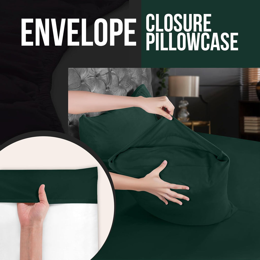 Utopia Bedding Standard Pillow Cases - Soft Brushed Microfiber - 4 Pack, Emerald | 20 x 26 Inches