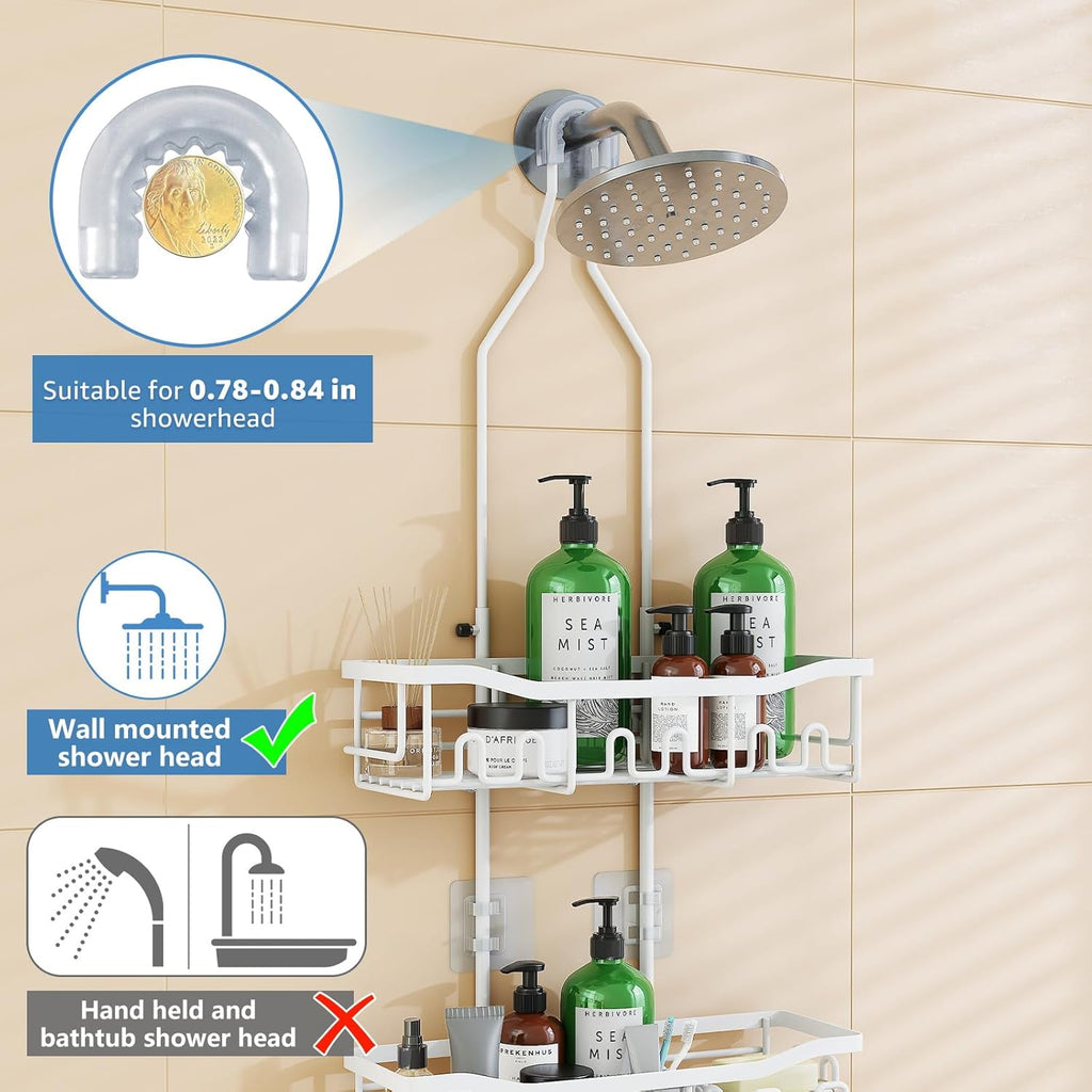 Skiennix Extended Length Shower Organizer - Rustproof Shampoo & Soap Holder | Large Hanging Caddy
