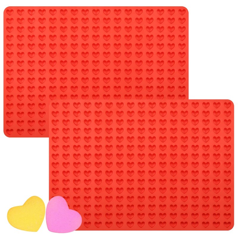 2 Pcs Mini Silicone Heart Molds, 255-Cavity Heart Shaped Chocolate Molds for Baking, Candy, Wax Melts Beads, Ice Cubes, Homemade Dog Training Treats