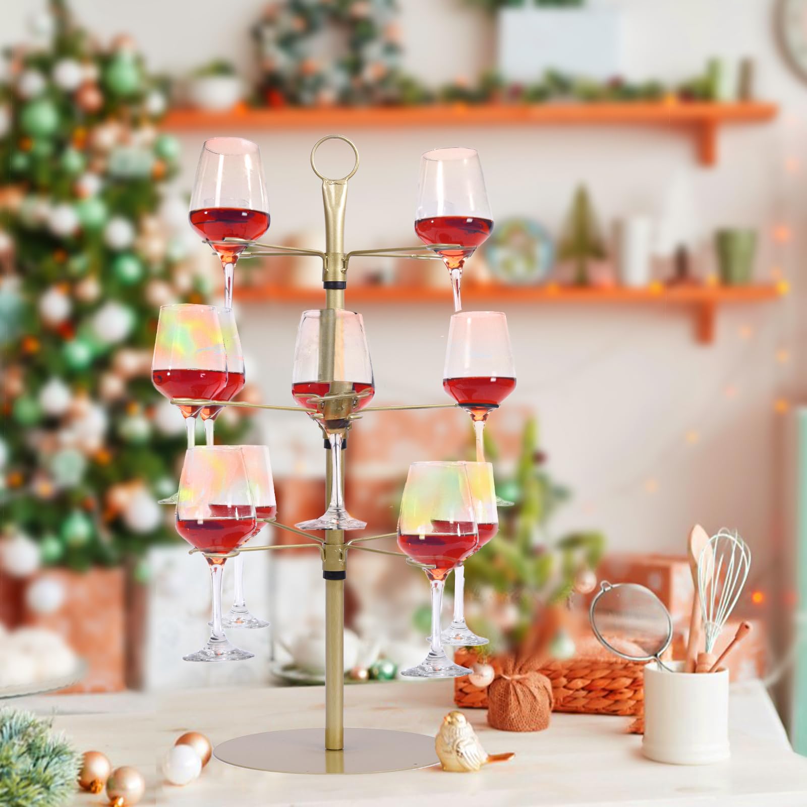 ZeenArt Metal Drink Tower for Parties - 3 Tier Champagne Glass Holder with 12 Brackets for Bar Stand or Cocktail Tree Stand