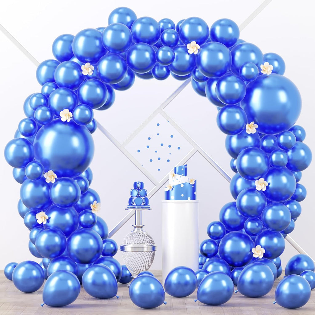 Voircoloria Metallic Blue Balloon Garland Kit - 90 Pack in 5/10/12/18 Inch Sizes for Graduation, Weddings & Parties