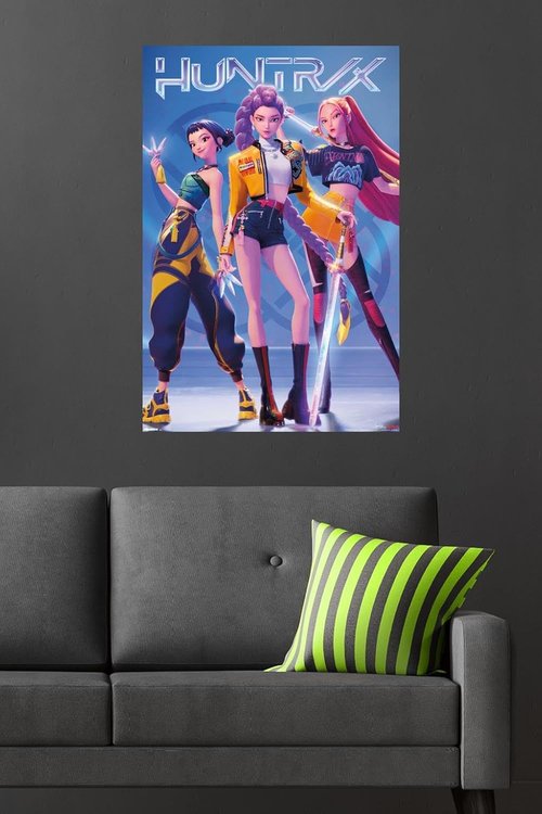 Huntrix | Netflix KPop Demon Hunters Wall Poster - 34" x 22.4" with Mount Bundle