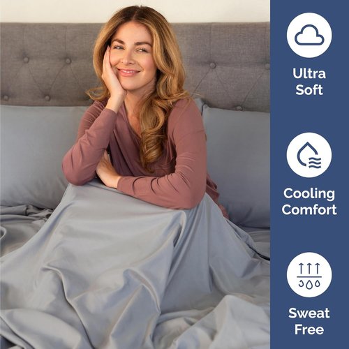 Comfy Twin Size 3-Piece Sheet Set by [Brand Name] | Breathable & Cooling Hotel Luxury Bedding - Deep Pockets, Soft & Wrinkle-Free - Oeko-Tex Certified, Steel Blue