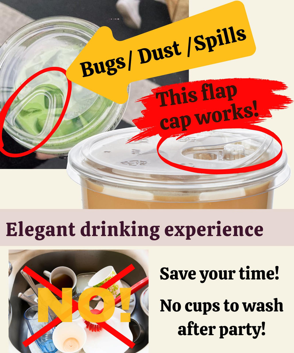 Aestleaf 32 oz Clear Plastic Cups with Lids, 25 Sets Disposable Plastic Iced Coffee Cups with Strawless Sip-Lids, To Go Coffee Cup for Smoothie, Milkshake, Cold Drinks