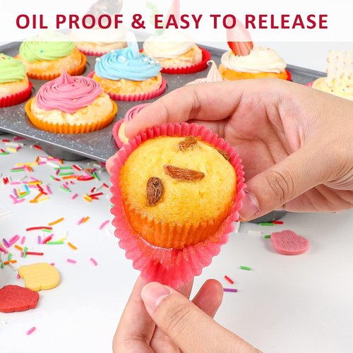 Caperci Pink Cupcake Muffin Liners - 500-Count Food Grade, No Smell & Grease-Proof Baking Cups