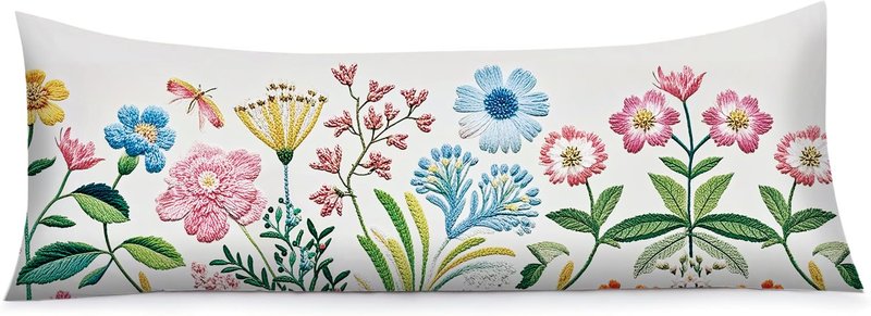 SHIYUE Ultra Soft Long Body Fall Pumpkin Pillow Case, Thanksgiving Printed Body Pillow Cases with Hidden Zipper Cover, 20x54 inches, Home Decorative(Flowers)