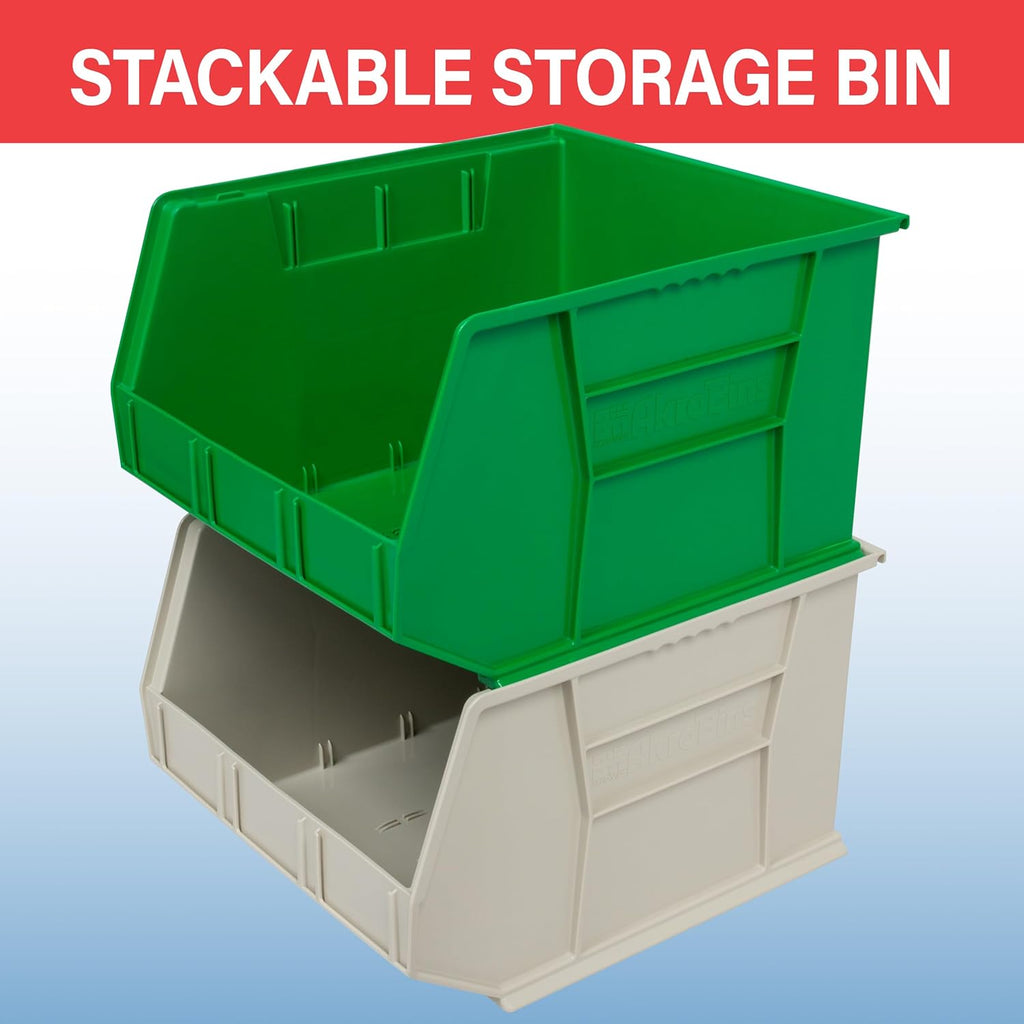 Akro-Mils Plastic Storage Bins - Space-Saving Stackable Organizers for Garage & Pantry | 18" x 16" x 11", Blue, 3-Pack