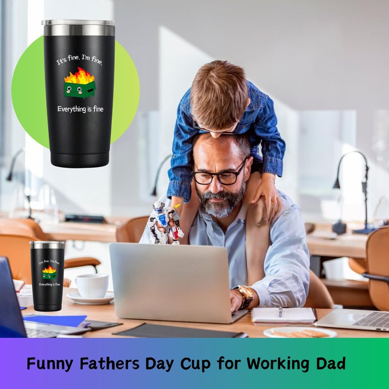 Niduilef Funny Dad Gifts from Daughter Son-20 OZ Fathers Day Tumbler-Working Dad Gift from Wife