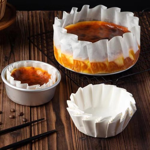 50pcs Disposable Basques Cake Paper Parchment Liners Cake Pan Liners Wrappers Oilproof Wrap Paper for Baking Cakes,Cheesecake,Oven, Air Fryer, 6 Inch