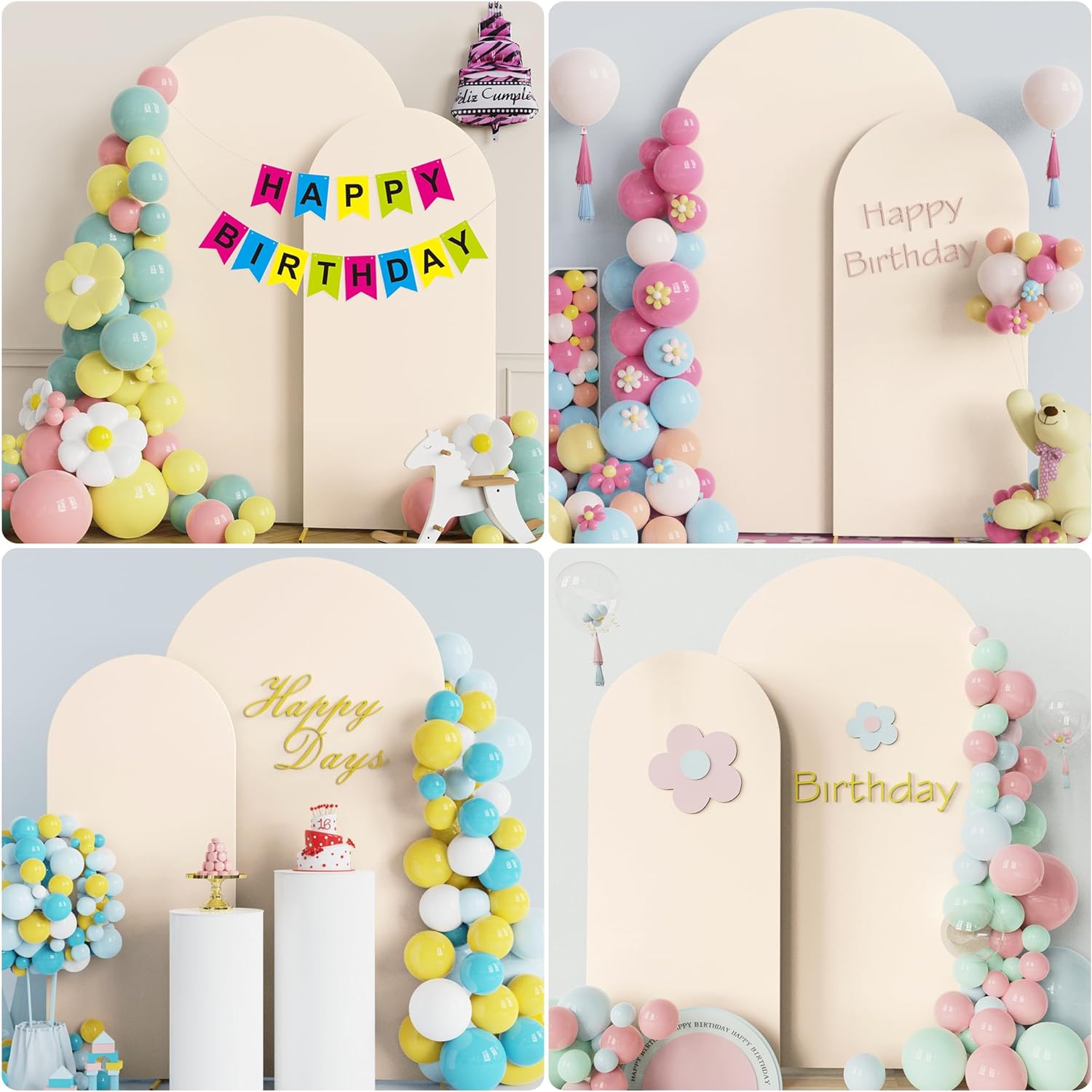 Wokceer Wedding Arch Stand Set - Metal Backdrop with Beige Cover for 7.2FT & 6FT Events | Perfect for Ceremonies & Parties
