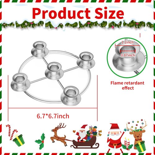 Advent Wreath Candle Holder - Elegant Silver Design for Tapered Candles | Perfect Christmas Decoration