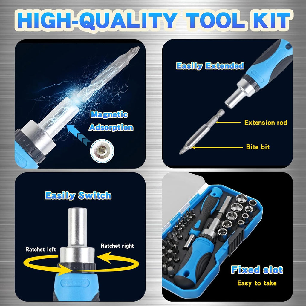 Tool Advent Calendar 2025 - 44-Piece Tool Set with Precision Bits & Screwdrivers | 24-Day Countdown for Mechanics