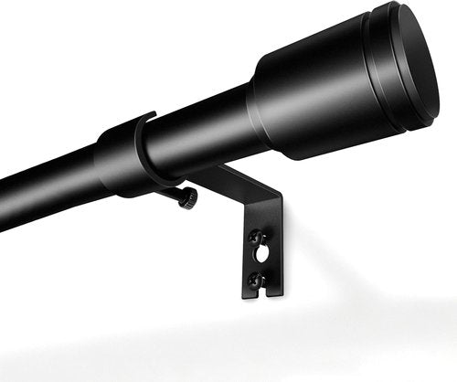 Adjustable Black Curtain Rods by [Brand Name] - 5/8” Diameter, 30-120 Inch for Windows with Brackets