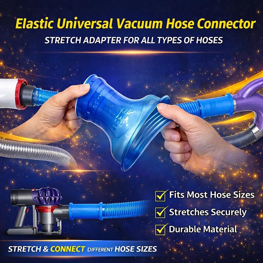 Skiennix Dryer Vacuum Hose Attachment - Universal Lint Removal Tool with Flexible Hose & Brush | Blue