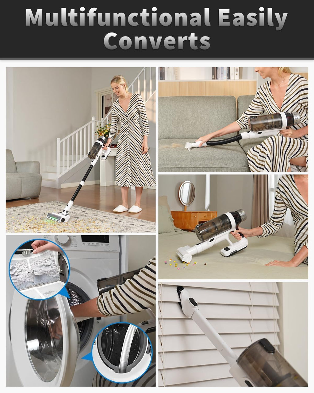 Skiennix Cordless Vacuum Cleaner - 15-in-1 Powerful Stick with LED Display & 110 Min Runtime | Lightweight for Hard Floors & Carpets