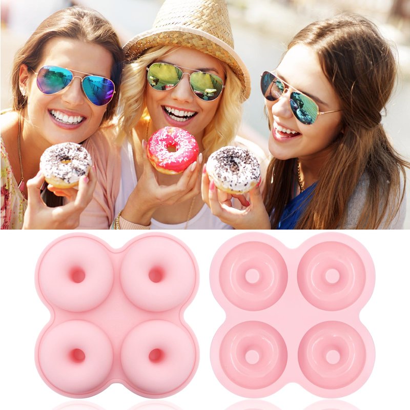 YINARONG 2 Pcs Air Fryer Donut Mold,Donut Pan,Reusable Donut Molds, Silicone doughnut mold, Cavity Non-Stick Bagel Pan,Air Fryer Accessories, Donut Pan for Baking