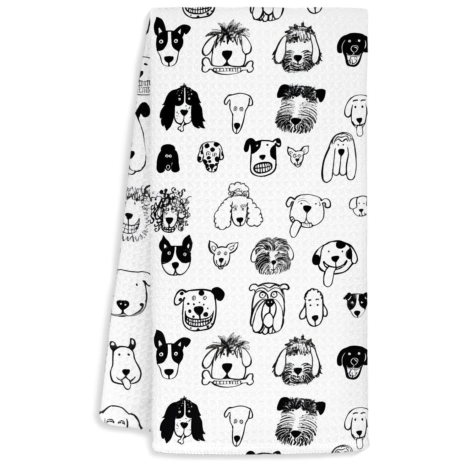Jvpke Black and White Dog Dish Hand Towels for Kitchen Bathroom 16x24 - Dog Lover Gifts for Women Mom, Dogs Decor for Bathroom Home