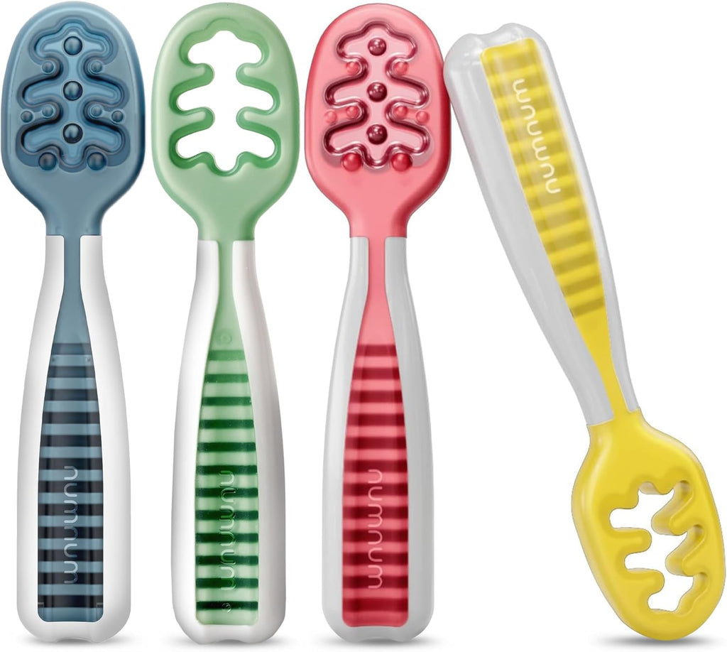 NumNum Baby Spoons Set - GOOtensils for Self-Feeding | Silicone, BPA-Free, 4 Pack for 6+ Months