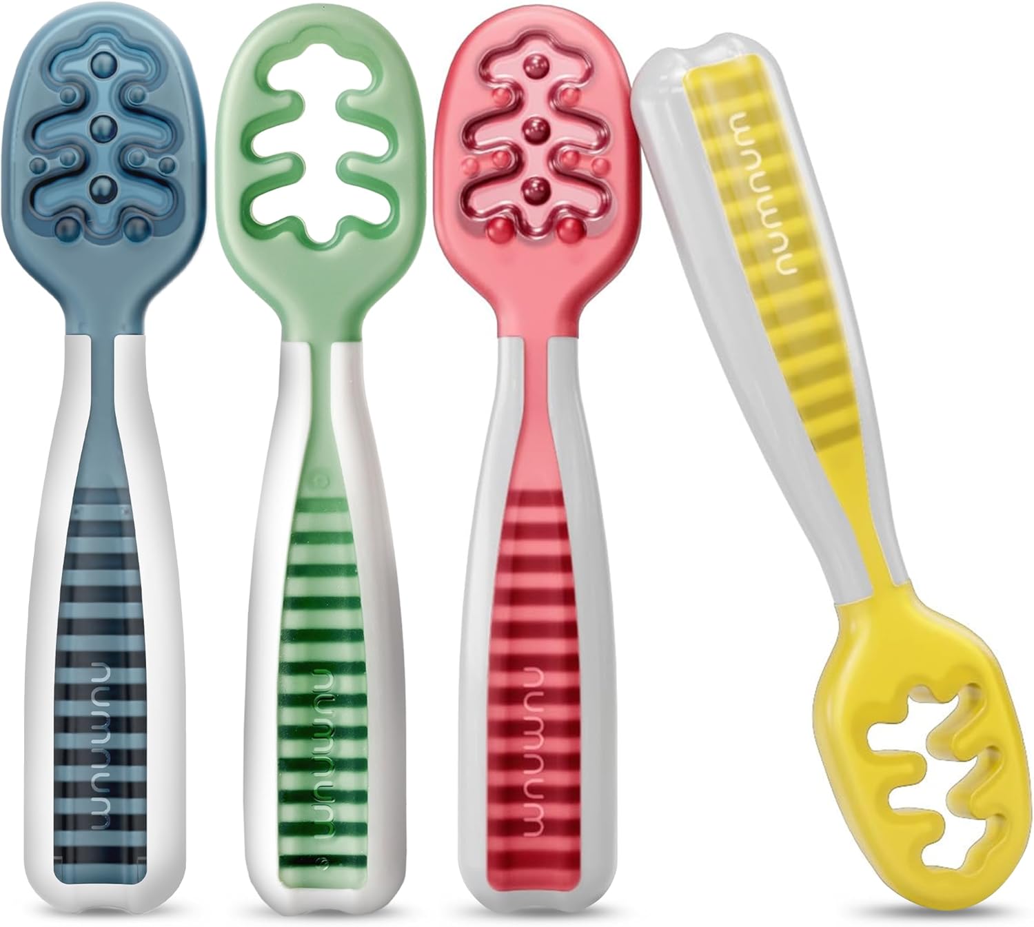 NumNum Baby Spoons Set - GOOtensils for Self-Feeding | Silicone, BPA-Free, 4 Pack for 6+ Months