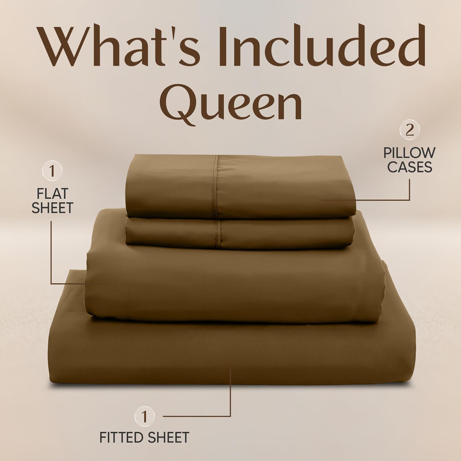 Utopia Bedding Queen Size Sheet Set - Soft, Breathable Microfiber | 4-Piece in Mocha, Oeko-Tex Certified