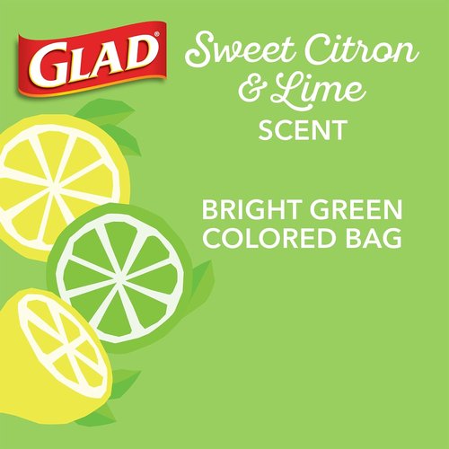 Glad Small Kitchen Trash Bags - 4 Gallon, Febreze Sweet Citron & Lime Scent, 34 Count
