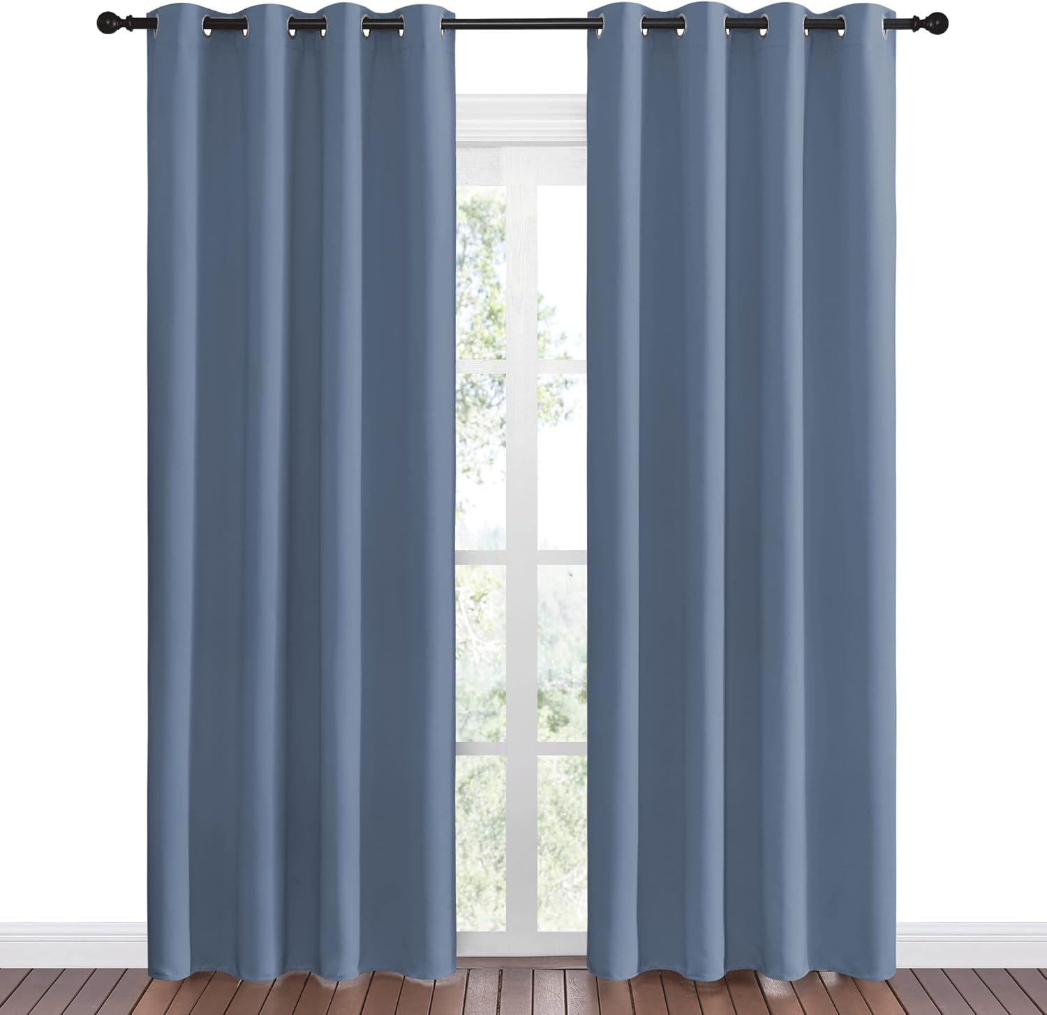 NICETOWN Room Darkening Curtain Panels - Thermal Insulated Blackout Draperies | Stone Blue, 86" Length, 55" Width (2 Pieces)