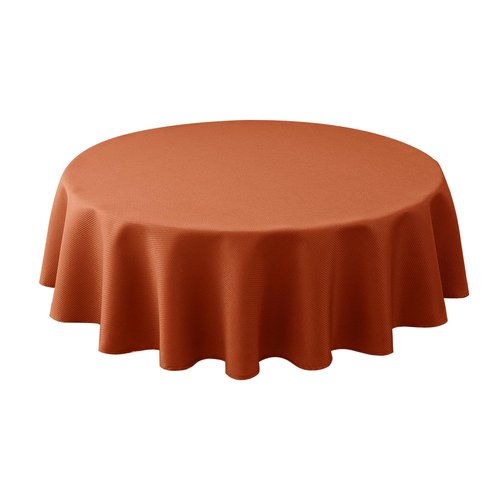 Biscaynebay Fall Tablecloth Textured Fabric Round Table Cloth 60" for Tables diameters from 28" to 48", Rust Thanksgiving Autumn Harvest Water Resistant Fabric Table Cover for Kitchen, Dining, Parties