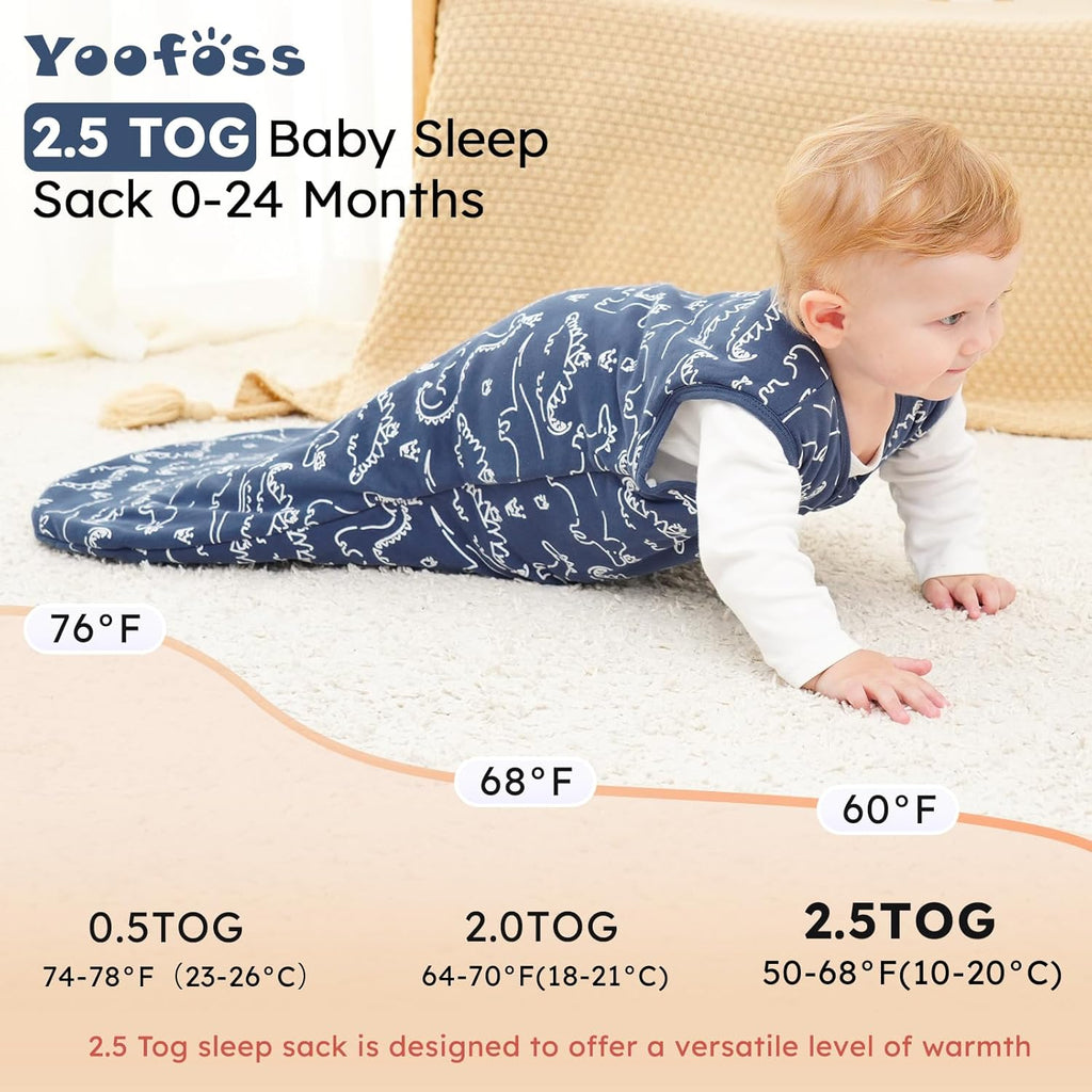Yoofoss Baby Sleep Sack - 100% Organic Cotton Wearable Blanket for 12-18 Months | TOG 2.5, 2-Way Zipper