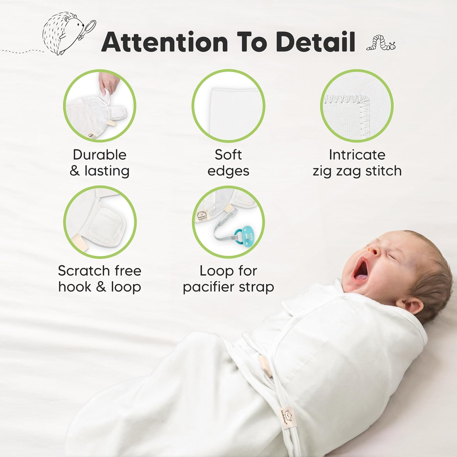 Organic Baby Swaddle Sleep Sacks by [Brand Name] - Soft & Snug Newborn Swaddles for Infants 0-3 Months | 3-Pack in Soft White