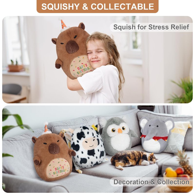 SuzziPals Capybara Stuffed Animal Pillow, Cute Plush Pillow for Cuddling, Capybara Plush Toy for Kids and Adults, Capybara Gifts
