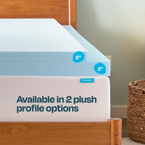 Linenspa Memory Foam Mattress Topper - 3 Inch Gel-Infused Twin XL - Plush, Cooling & Pressure Relieving