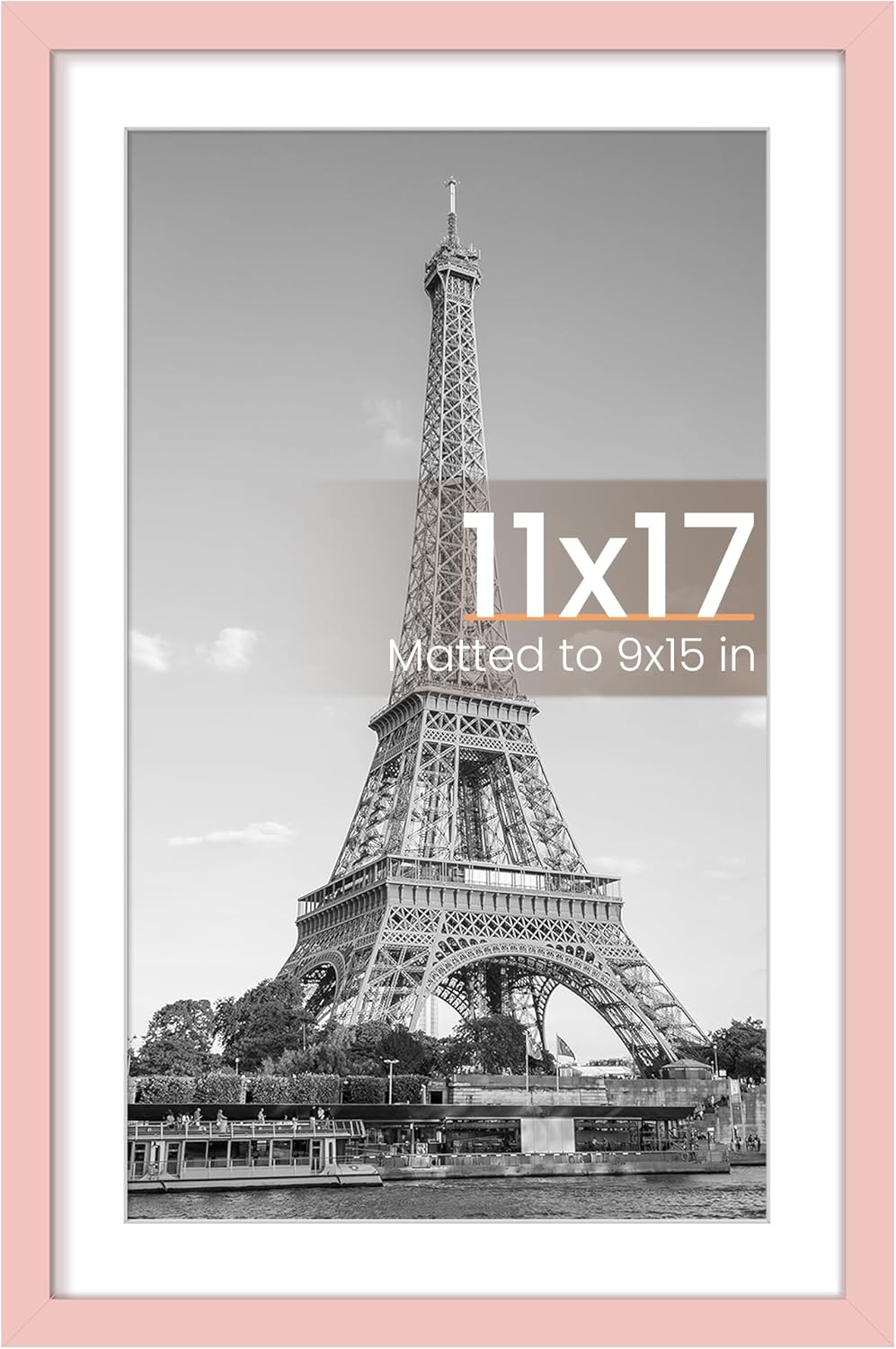 Upsimples 11x17 Picture Frame - Versatile Wall Hanging for 9x15 or 11x17 Photos - Pink, 1 Pack