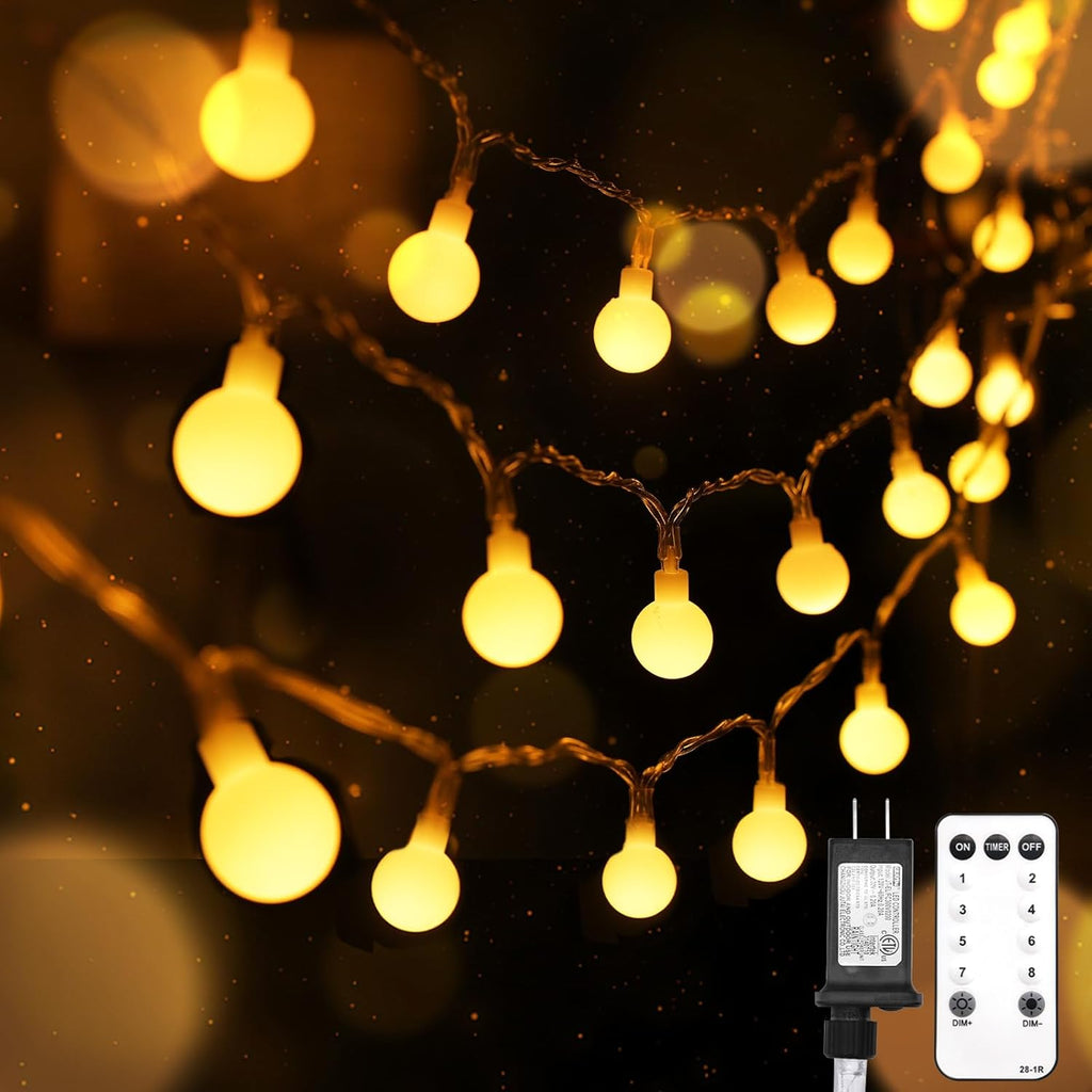 Suddus Globe String Lights - 99ft 300 LED Indoor/Outdoor Fairy Lights with Remote | Warm White