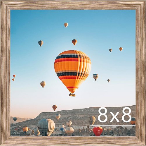 JCJMY 8x8 Picture Frame - Rustic Brown Wall & Tabletop Display | Durable Shatter-Resistant Plexiglass