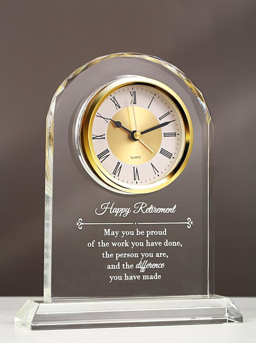 WinTaim Crystal Retirement Alarm Clock Gifts for Men Women, Happy Retirement Plaque for Coworkers, Boss, Going Away Gift for Retired Friends, Farewell Goodbye Presents for Doctors Nurses Teacher