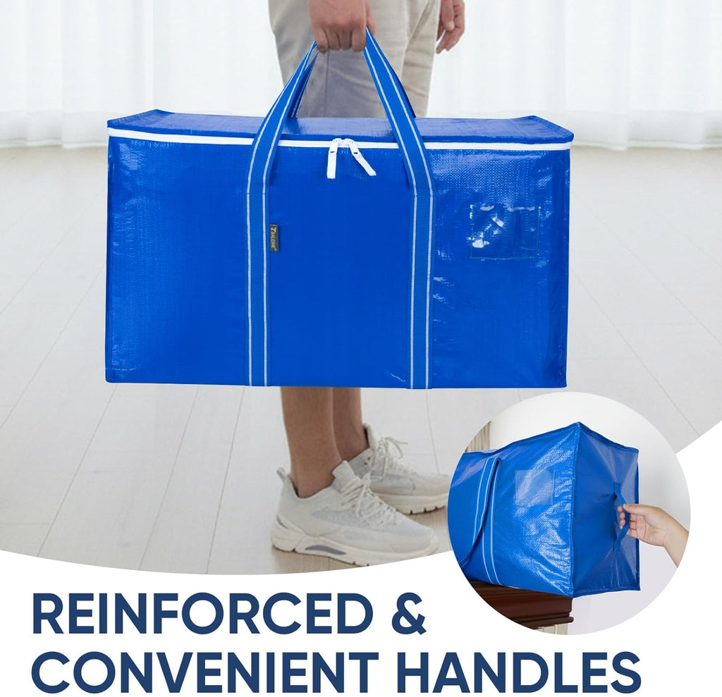 BALEINE Heavy-Duty Moving Bags - 8-Pack Oversized Storage Totes with Reinforced Handles | Royal Blue